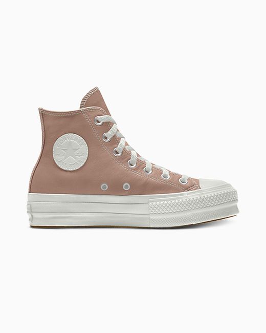 Converse Natural Custom Chuck Taylor All Star Lift Platform Leather By You