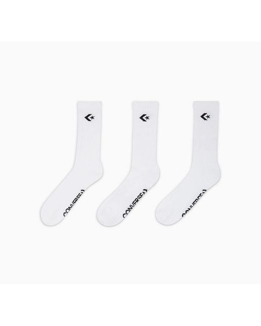 Converse White 3-pack Classic Star Chevron Crew Socks