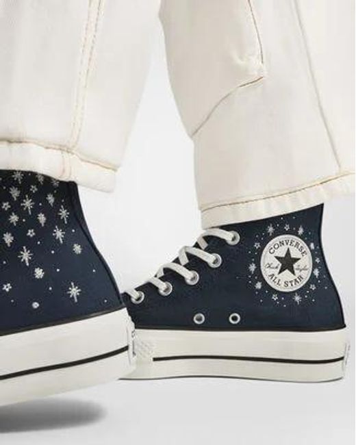 Converse Blue Chuck Taylor All Star Lift Platform Cosmic Canvas For