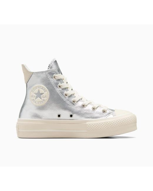 Converse White Chuck Taylor All Star Lift Platform Metallic