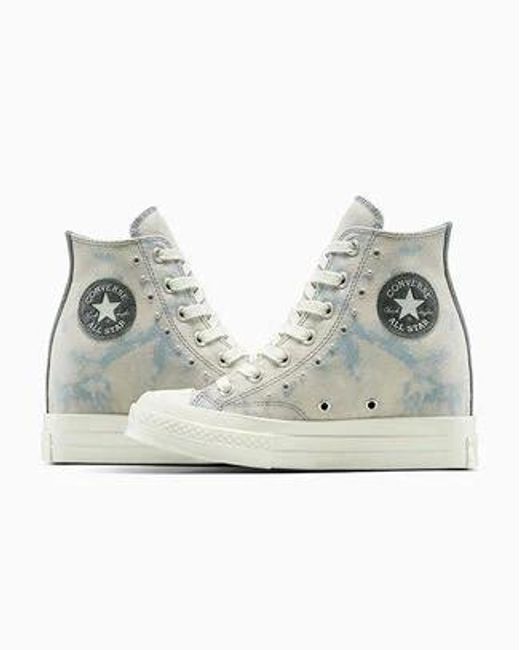 Converse Gray Chuck 70 Wedge Platform Washed Denim