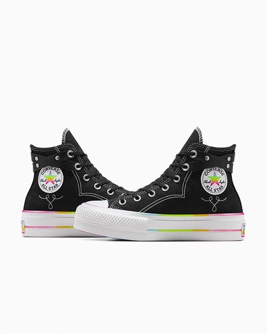 Converse Black Chuck Taylor All Star Lift Platform Pride for men