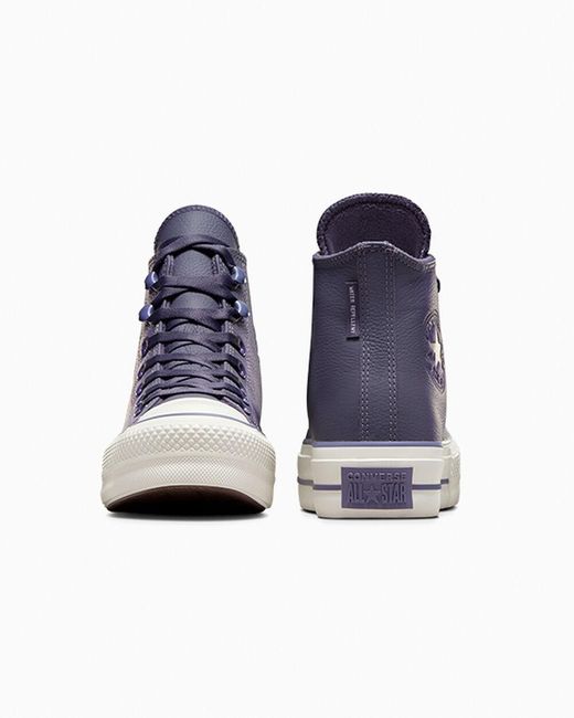 Converse Blue Chuck Tayor All Star Lift Platform Weatherized Leather