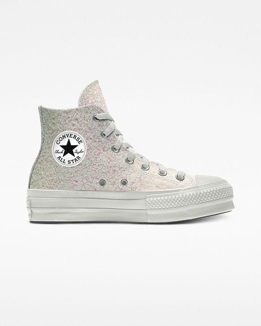 Converse Custom Chuck Taylor All Star Lift Platform Glitter By You in  White) (White) | Lyst