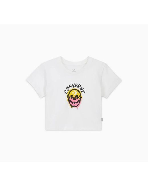 Converse White Spray Paint Skull T-shirt