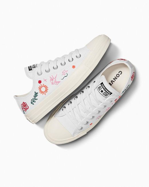 Converse White Chuck Taylor All Star Lift Platform Summer Embroidery for men