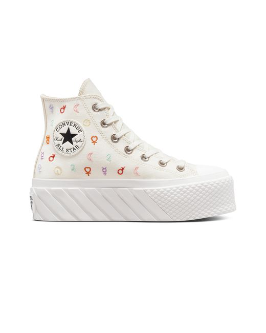 Converse Cotton Chuck Taylor All Star Lift 2x Platform Mystic Symbols in Brown (White) | Lyst