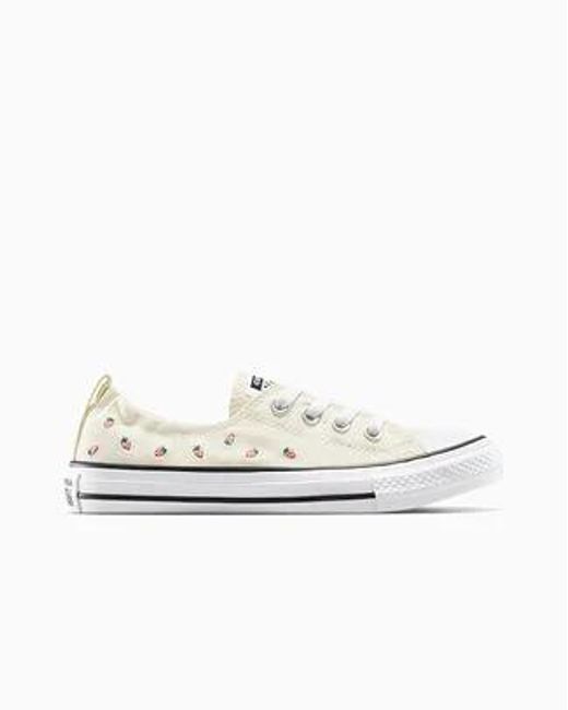 Converse White Chuck Taylor All Star Shoreline Embroidered Strawberries Slip On Canvas For