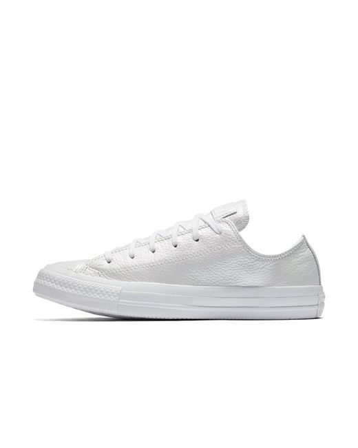 Converse Chuck Taylor All Star Leather Low Top Women's Shoe in White | Lyst
