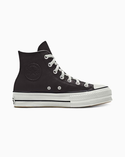 Converse Black Custom Chuck Taylor All Star Lift Platform Leather By You