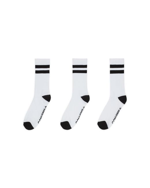 Converse White 3-Pack Double Stripe Crew Socks For