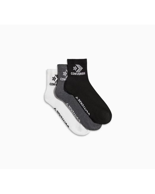 Converse Black 2-Pack Textured Logo Quarter Socks for men