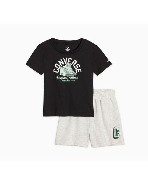 Converse Black Retro Remix T-Shirt And Shorts Set