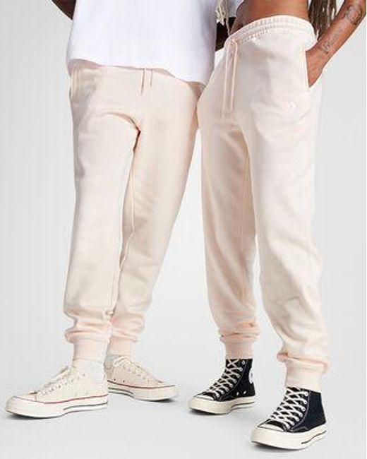 Converse White Go-To Embroidered Star Chevron Standard-Fit Fleece Sweatpant