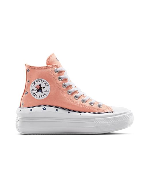 Converse Gray Chuck Taylor All Star Move Platform Petite Petals Canvas For