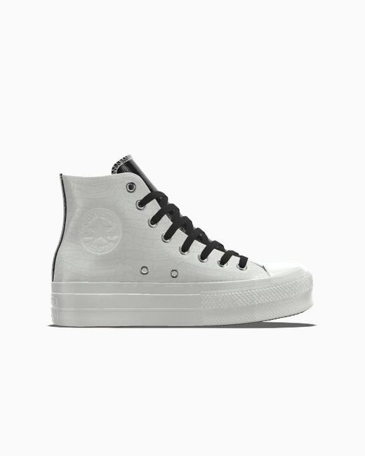 Converse Gray Custom Chuck Taylor All Star Lift Platform Leather By You