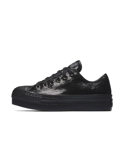 Converse Chuck Taylor All Star Sequin Platform Low Top Women's Shoe in  Black | Lyst
