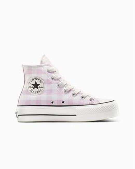 Converse White Chuck Taylor All Star Lift Platform Gingham