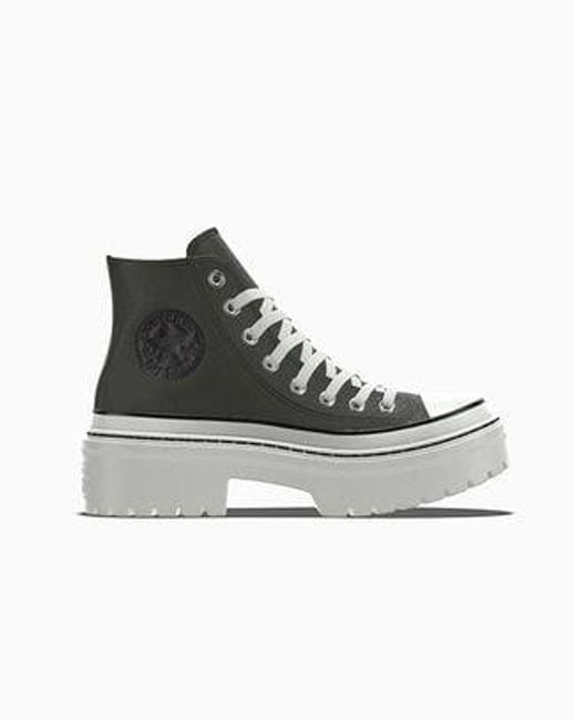 Converse Black Custom Chuck Taylor All Star Lugged Heel Platform Leather By You
