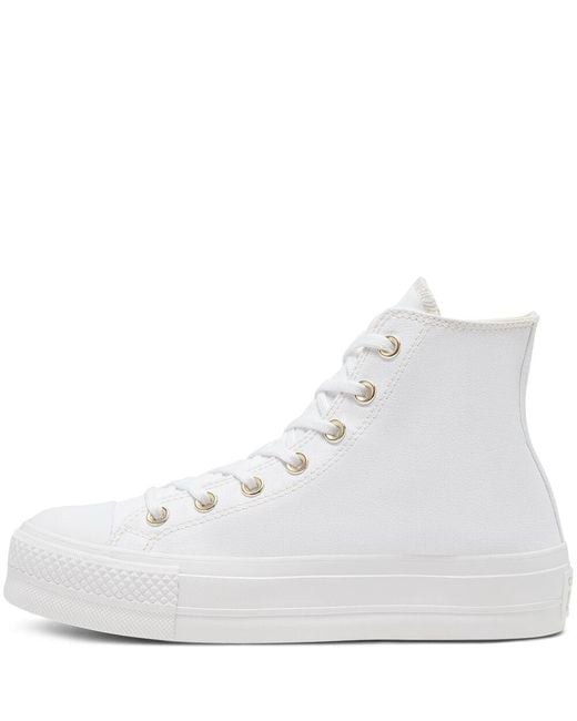 Chuck Taylor All Star Elevated Gold Platform montante Converse en coloris White