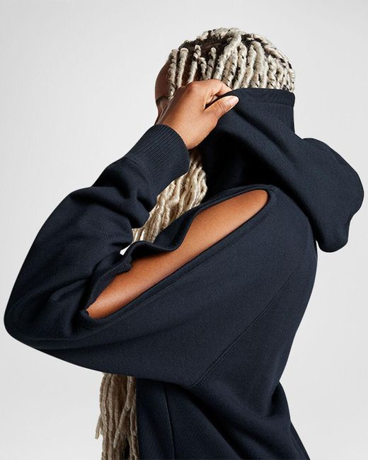 Converse Loose Fit Shoulder Cut Out Fleece Hoodie in Blue Lyst UK