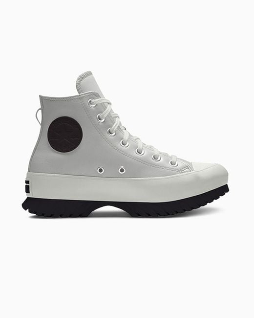 Converse Gray Custom Chuck Taylor All Star Lugged Platform Leather By You