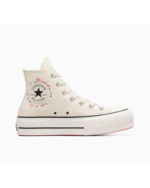 Converse White Chuck Taylor All Star Lift Platform Little Flowers