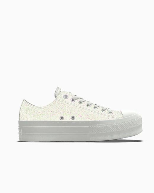 Converse Customized Glitter Platform Wedding Sneakers in White Lyst UK