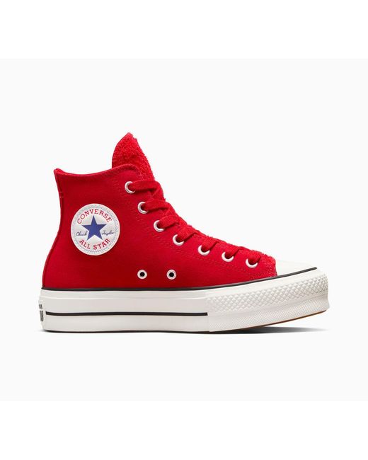 Converse Red Chuck Taylor All Star Lift Suede