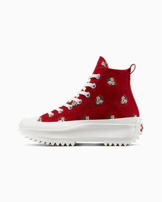 Converse Red Run Star Hike Platform Rose Cross Stitch Canvas For