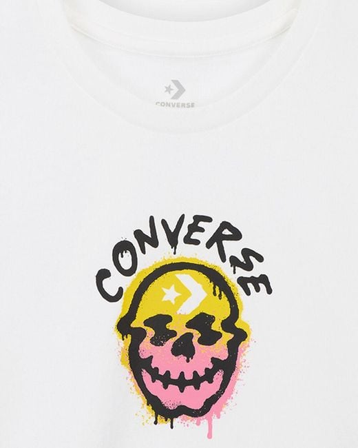 Converse White Spray Paint Skull T-shirt