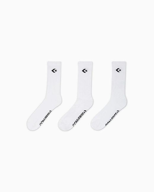 Converse White 3-pack Classic Star Chevron Crew Socks