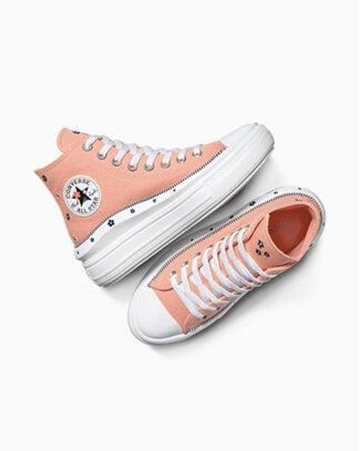 Converse Gray Chuck Taylor All Star Move Platform Petite Petals Canvas For