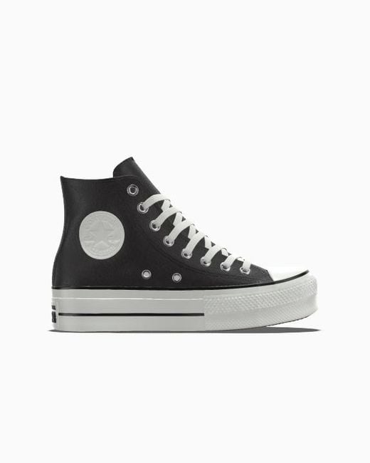 Converse Black Custom Chuck Taylor All Star Lift Platform Leather By You