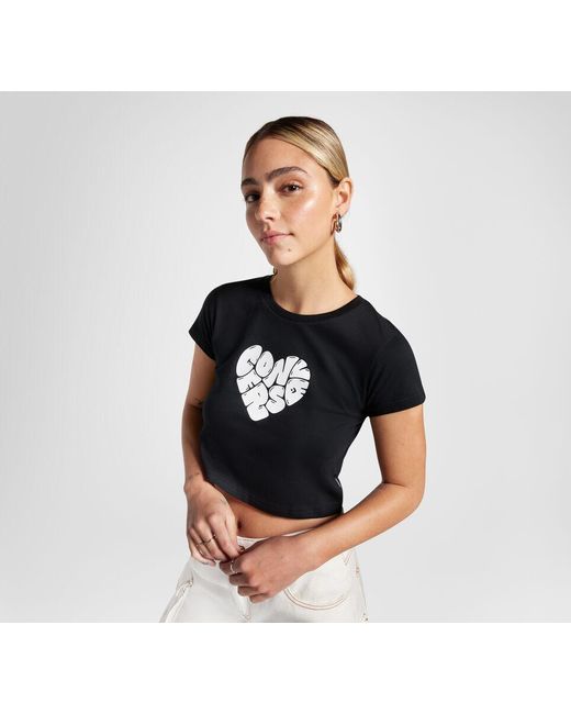 Heart T-Shirt Converse en coloris Black