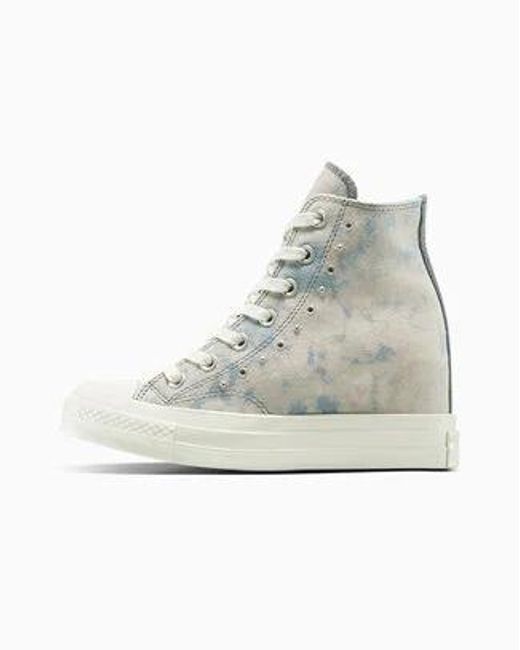 Converse Gray Chuck 70 Wedge Platform Washed Denim