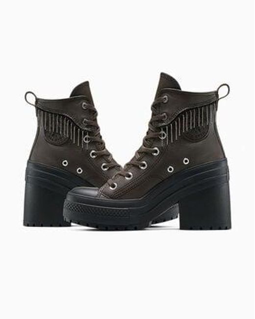 Converse Black Chuck 70 De Luxe Heel Platform Western Glam Leather