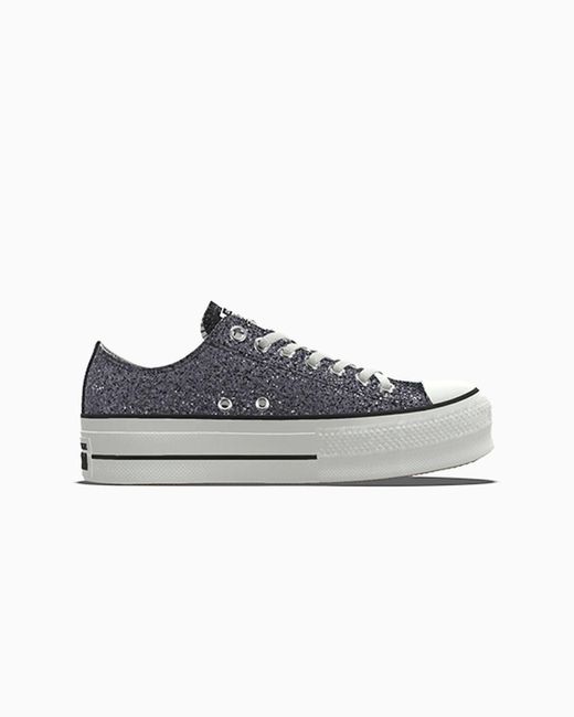 Converse White Custom Chuck Taylor All Star Lift Platform Glitter By You for men