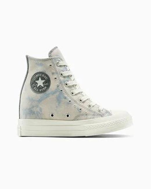 Converse Gray Chuck 70 Wedge Platform Washed Denim