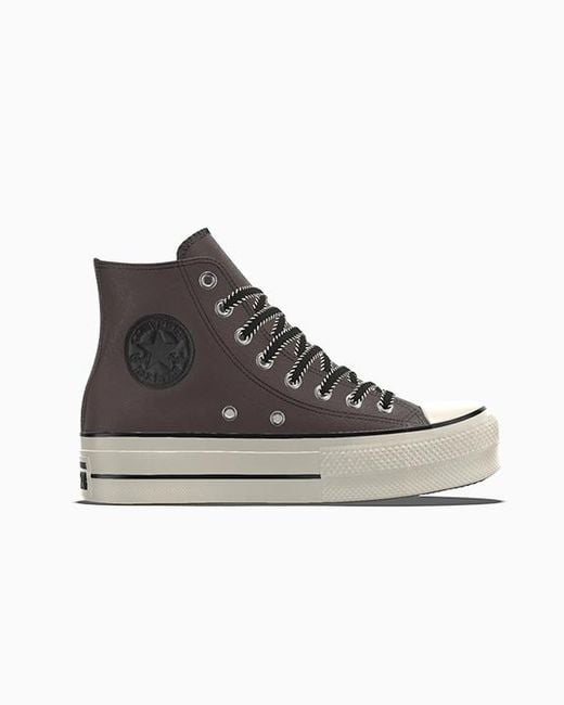 Converse Brown Custom Chuck Taylor All Star Lift Platform Leather By You