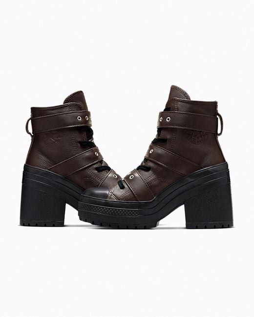 Converse Chuck 70 De Luxe Heel Platform Leather Buckles in Black Lyst UK