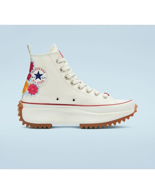 Run Star Hike Platform Embroidered Flowers Toile Converse pour homme Lyst