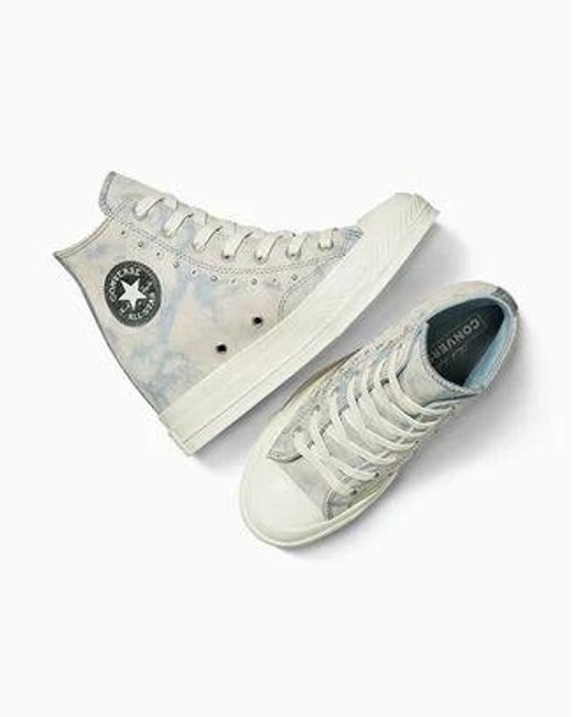 Converse Gray Chuck 70 Wedge Platform Washed Denim