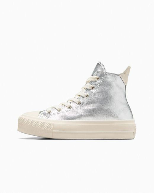 Converse White Chuck Taylor All Star Lift Platform Metallic