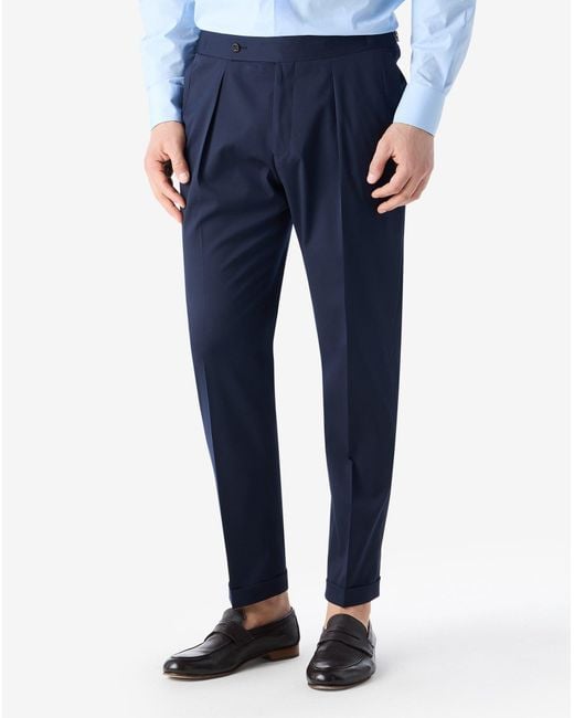Corneliani Blue Stretch Wool Trousers for men
