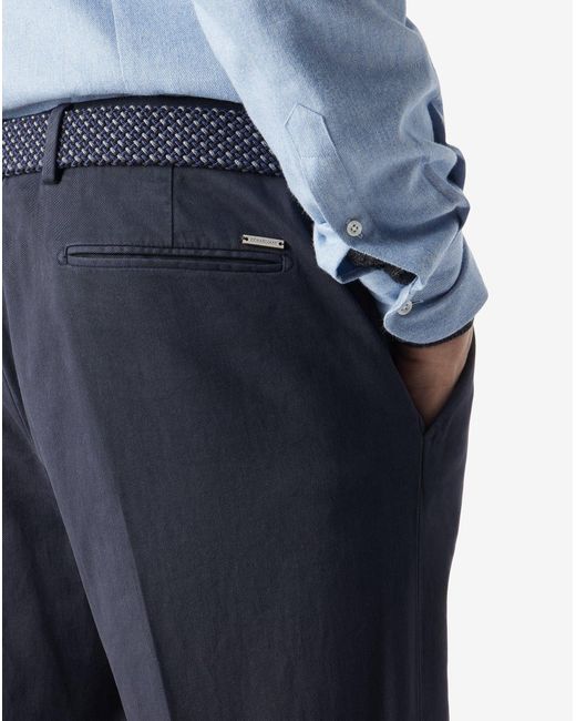 Corneliani Blue Stretch Cotton Gabardine Chino Trousers for men