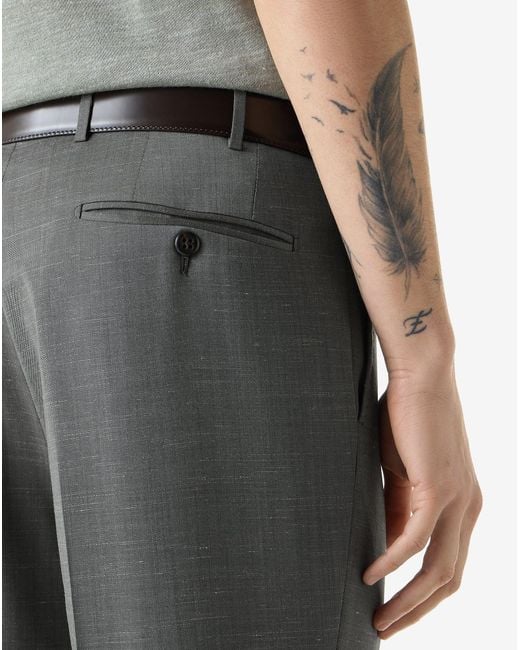 Corneliani Gray Stretch Wool And Linen Suit for men