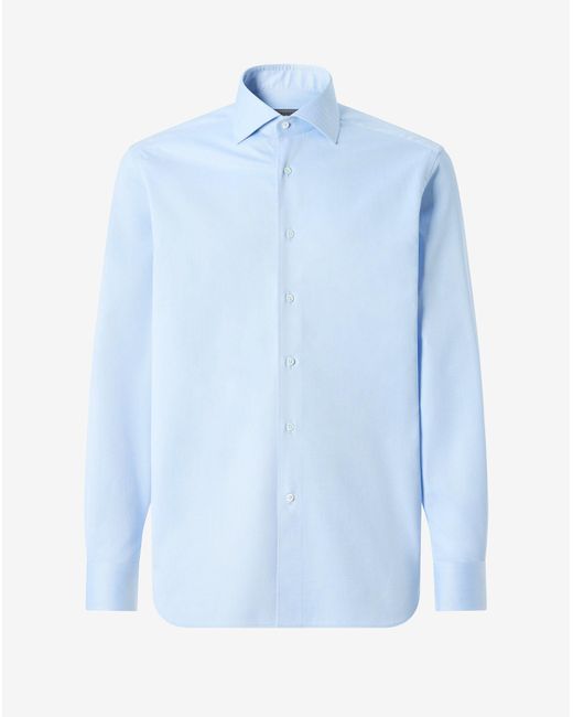 Corneliani Blue Textured Cotton Shirt for men