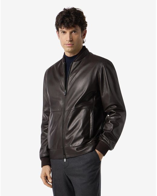 Corneliani Black Reversible Nappa Leather Gilet for men
