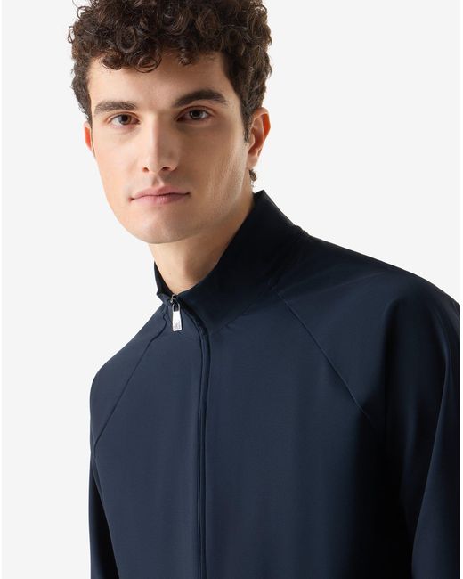 Corneliani Blue Full Zip Jersey Sweatshirt for men